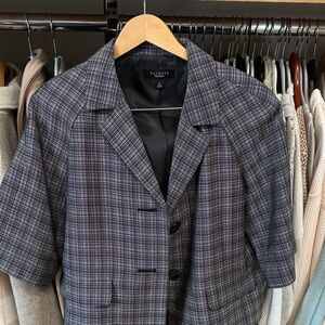 Talbots Black and White Checkered Jacket 3/4 sleeve